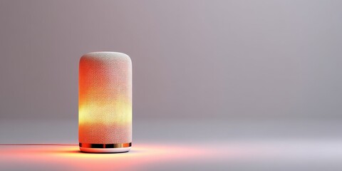 Modern voiceactivated home assistant glowing in soft light
