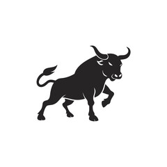 Majestic black bull animal vector illustration art