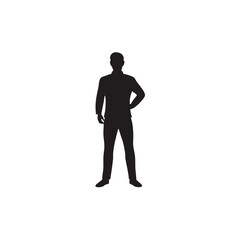 Silhouette of a man standing isolated full body