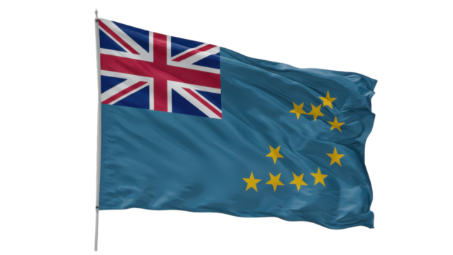 tuvalu flag waving in wind isolated on transparent png