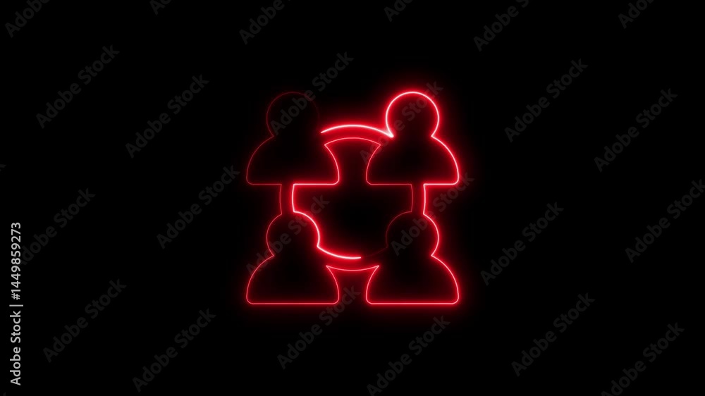 Aufkleber animated neon outline of connected people representing teamwork and networking