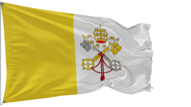 vatican flag waving in wind isolated on transparent png