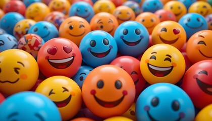 Colorful Fun emoji social media reaction character. Online chat response symbol illustration 