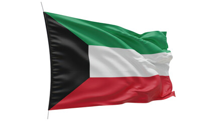 kuwait flag waving in wind isolated on transparent png