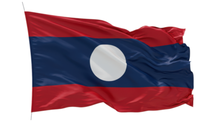 laos flag waving in wind isolated on transparent png