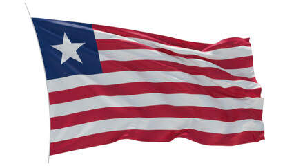 liberia flag waving in wind isolated on transparent png