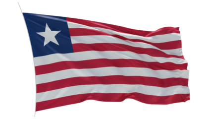 liberia flag waving in wind isolated on transparent png
