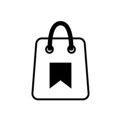 shopping bag icon with bookmark, Shopping list, favorite, save, cart, simple flat style, illustration, logo sign symbol pictogram template, for ui or ux isolated on white for mobile app, editable