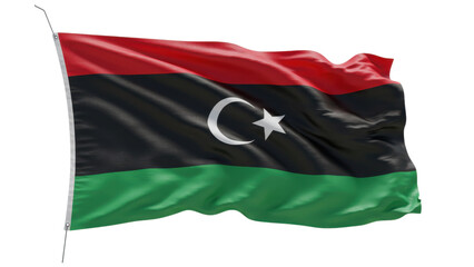 libya flag waving in wind isolated on transparent png