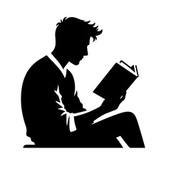 Person Reading Book Silhouette for Education and Knowledge Design