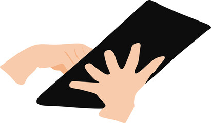 タブレットを持つ手のグラフィック素材イラスト