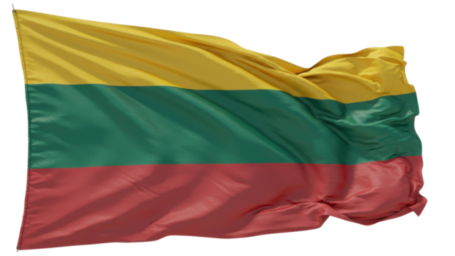 lithuania flag waving in wind isolated on transparent png