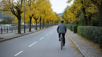 Autumn Cycling Through Golden Trees in Peaceful Nature