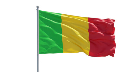 mali flag waving in wind isolated on transparent png