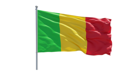 mali flag waving in wind isolated on transparent png