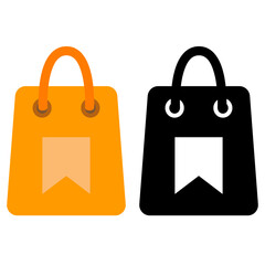 shopping bag icon with bookmark, Shopping list, favorite, save, cart, simple flat style, illustration, logo sign symbol pictogram template, for ui or ux isolated on white for mobile app, editable