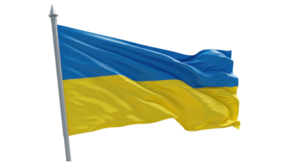 ukraine flag waving in wind isolated on transparent png