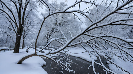 Obraz premium Broken Branch After Snow Storm