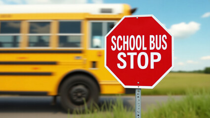 School bus stop sign. Stop sign for a school bus in motion. 