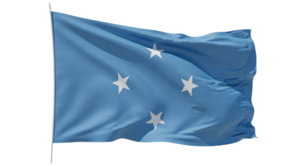 micronesia flag waving in wind isolated on transparent png