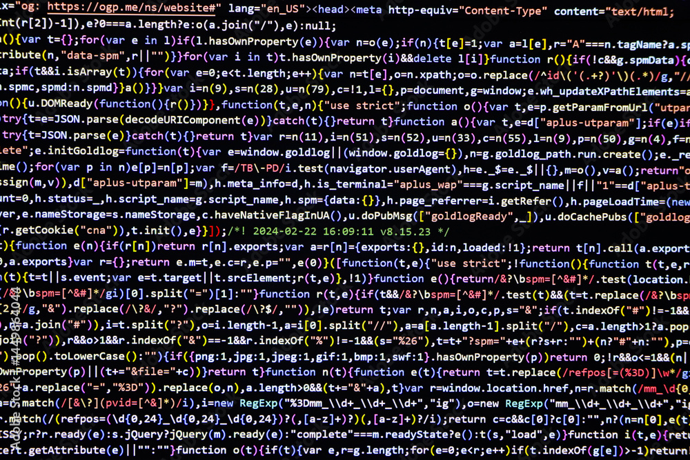 Fototapete software source code. programming code. programming code on computer screen. developer working on pr