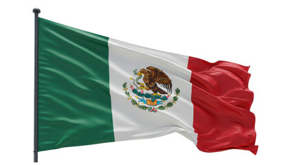 mexico flag waving in wind isolated on transparent png