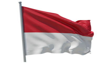 indonesia flag waving in wind isolated on transparent png