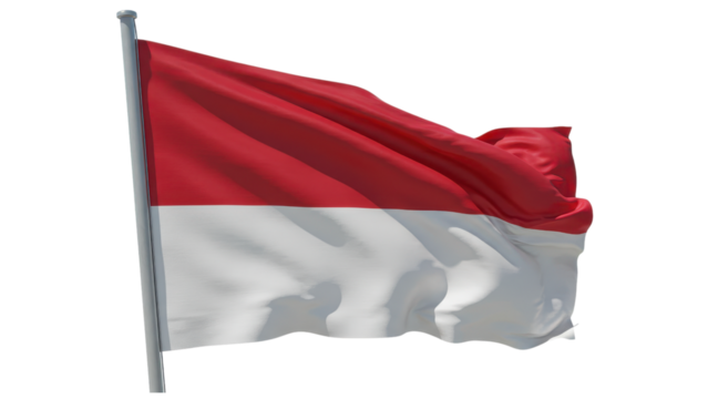 indonesia flag waving in wind isolated on transparent png