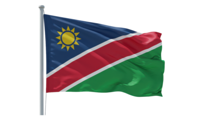 namibia flag waving in wind isolated on transparent png