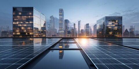 Solar panels on ecofriendly building showcase sustainable energy concept