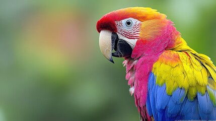 Obraz premium Striking portrait of a vibrant scarlet macaw with beautiful plumage