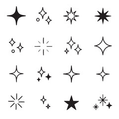 A set of flashes for webtoon comics style. Shining sparks vector illustration 