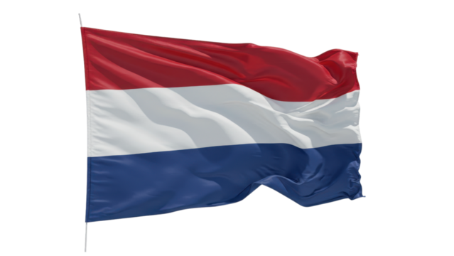 netherlands flag waving in wind isolated on transparent png