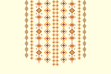 Neckline embroidery geometric abstract elements neck pattern. Native decorative design for fabric, clothing, illustration, texture, collar decor, border, rug, decoration, printing, element, necklace