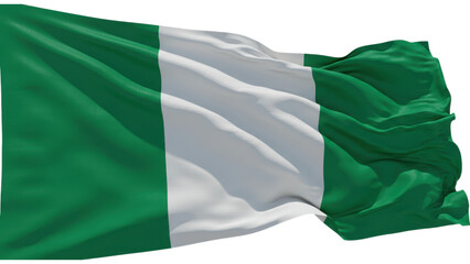nigeria flag waving in wind isolated on transparent png
