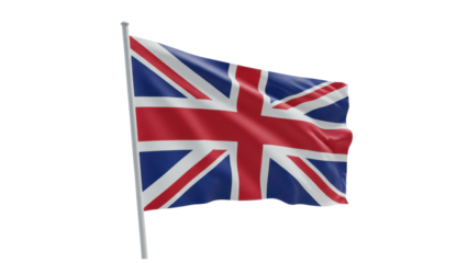 united kingdom flag waving in wind isolated on transparent png