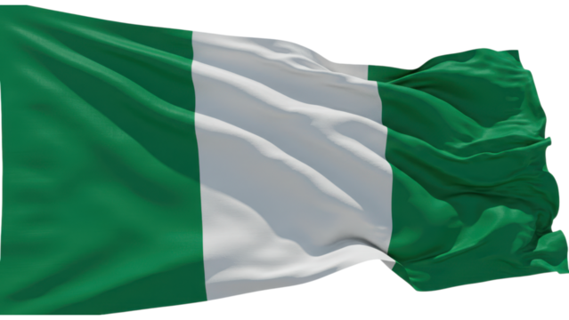 nigeria flag waving in wind isolated on transparent png
