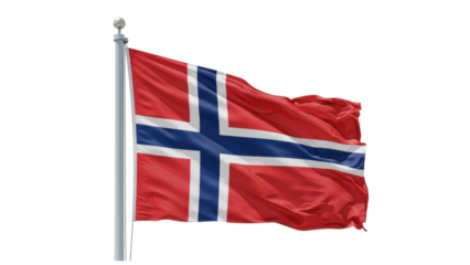 norwegia flag waving in wind isolated on transparent png