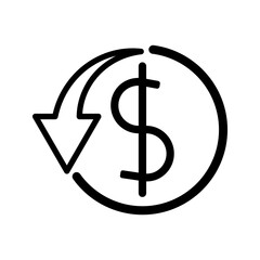 Dollar trend down icon . vector illustration, pictogram isolated on white background. color editable