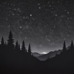 snow covered mountains, winter landscape with mountains, night forest in the mountains