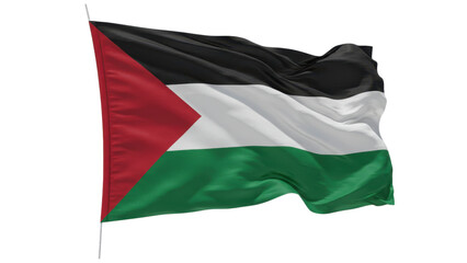 palestine flag waving in wind isolated on transparent png