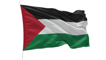 palestine flag waving in wind isolated on transparent png