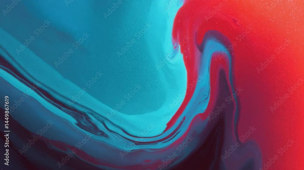 Poster abstract blue and red liquid swirl pattern, vibrant flowing motion in macro view – creative backgrou