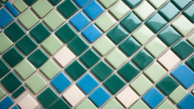 Chic background in shades of blue, green, and white. Real tiles in a vintage style. A true set of squares. Excellent for layout designs.