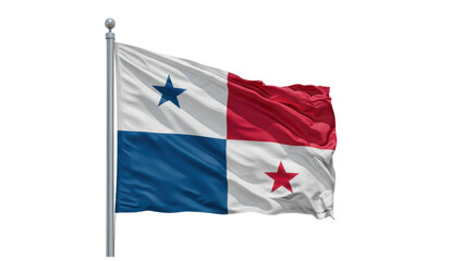 panama flag waving in wind isolated on transparent png