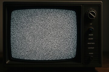 Vintage Television Displaying Static Noise on Screen