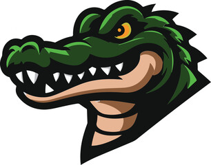 Obraz premium Alligator Mascot Head Icon – Cartoon Crocodile Logos and Animal Emblems for Esports Branding