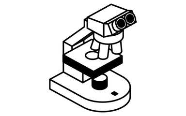 顕微鏡のシンプルな線画アイコン、アイソメトリックイラスト