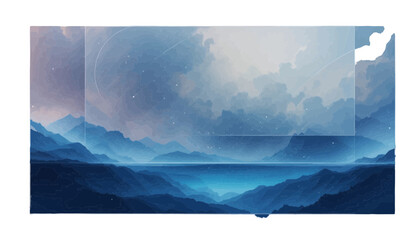Ethereal Blue Mountainscape with Textured Sky