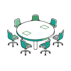 Round Conference Table Icon for Meeting Room Booking Apps, Corporate Office Websites, Team Collaboration Platforms and Business Event Management
